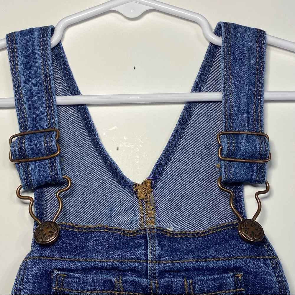 Oshkosh B'Gosh Vestbak 5T Denim Overall Jumper Dress Red Black Buffalo Check